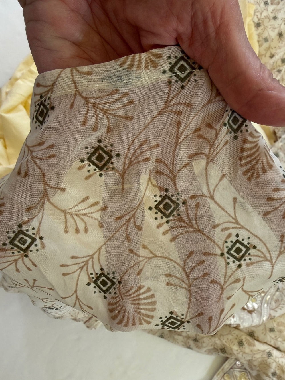 Boho Prairie Maxi Dress Beige Floral XL Gold Sequins NWT - Picture 11 of 15